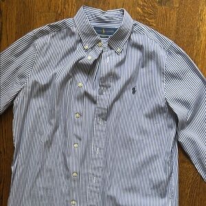 Ralph Lauren Navy and White Striped Button Down Shirt